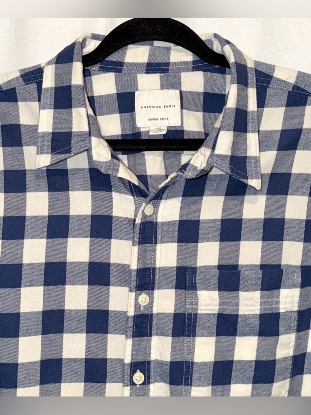 American Eagle Shirt SUPER SOFT Plaid FLANNEL Long Sleeve Button Up Men’s L